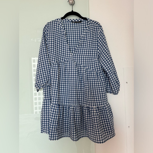 Blue and white checkered gingham dress - Picture 1 of 3